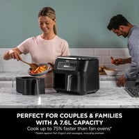 Image 7 of Ninja Foodi Dual Zone Digital Air Fryer, 2 Drawers, 7.6L, 4-in-1, Uses No Oil, Air Fry, Max Crisp...