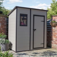Image 3 of Keter Manor Outdoor Pent Single Door Garden Storage Shed 6 x 4ft Beige Brown Wood Effect