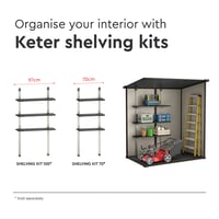 Image 5 of Keter Manor Outdoor Pent Single Door Garden Storage Shed 6 x 4ft Beige Brown Wood Effect
