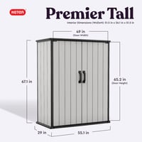 Image 10 of Keter Premier Shed Outdoor Resin Storage Shed with Shelf Brackets for Patio Furniture, Pool