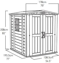 Image 7 of Keter Factor 6 x 6ft Double Door Outdoor Apex Plastic Garden Shed