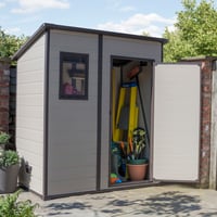 Image 11 of Keter Manor Outdoor Pent Single Door Garden Storage Shed 6 x 4ft Beige Brown Wood Effect