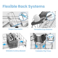 Image 4 of COMFEE' Freestanding Dishwasher FD1435E-W with 14 place settings, Full Size, 44dB, Wide LED Display