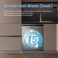 Image 7 of COMFEE' Freestanding Dishwasher FD1435E-X with 14 place settings, Full Size, Whisper Quiet 44dB