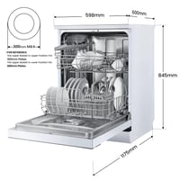 Image 10 of COMFEE' Freestanding Dishwasher FD1435E-W with 14 place settings, Full Size, 44dB, Wide LED Display