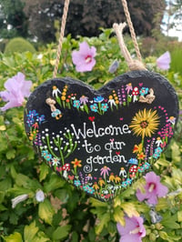 Image 1 of Welcome to my/our garden slate heart
