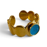 Image 1 of Bague fine, cuir, Bleu bosphore