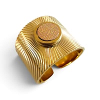 Image 1 of Bague striée, cuir, Pêche holographique