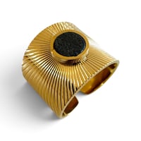 Image 1 of Bague striée, cuir, Gris souris métallisé