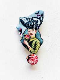 Image 1 of ‘found family’ – collage illustration pin brooch