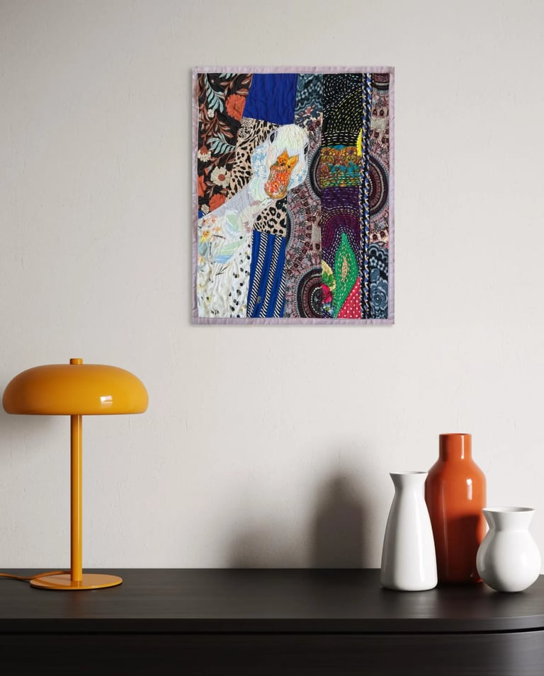 Who’s There? – Original Goose Textile Wall Art, Handmade Art Quilt, 50x39cm Image 7