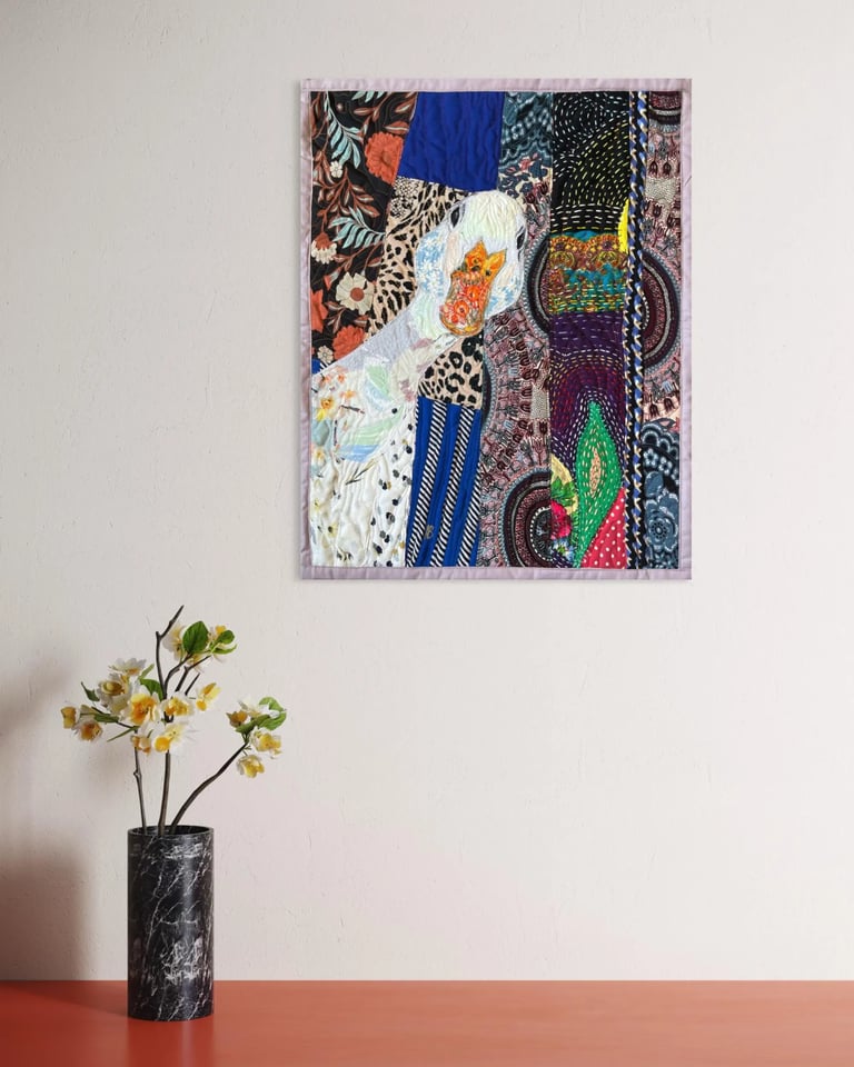 Who’s There? – Original Goose Textile Wall Art, Handmade Art Quilt, 50x39cm Image 12