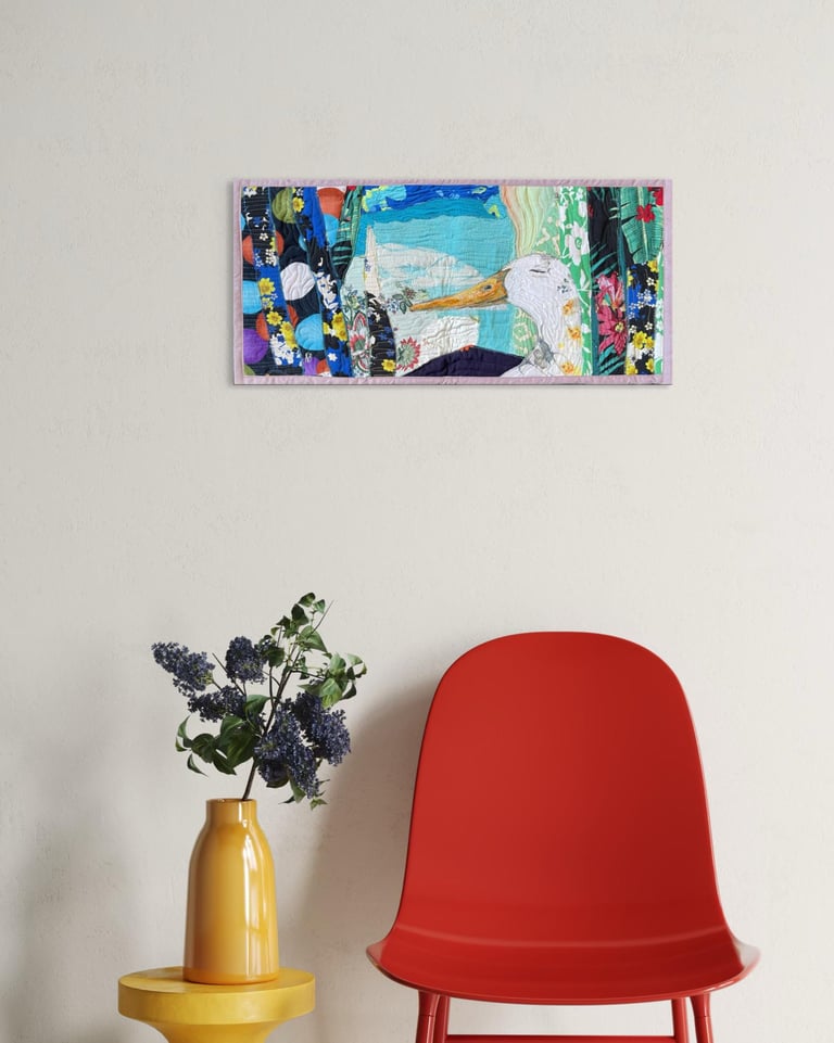 Smells Like Vacation - Goose Textile Wall Art, Colorful Bird Decor, 28x60cm Image 6