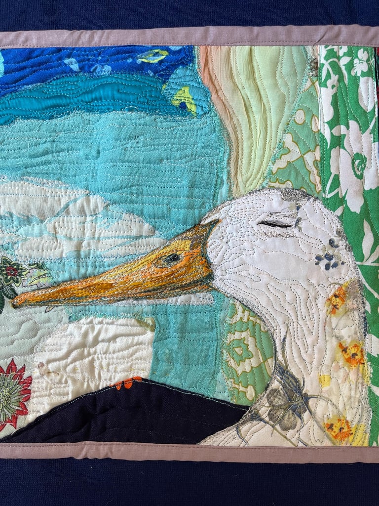 Smells Like Vacation - Goose Textile Wall Art, Colorful Bird Decor, 28x60cm Image 8