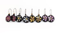 Metallic Flower Earrings - Hand Painted