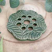Image 2 of Medium Green Embossed Ceramic Flower Arranging Frog