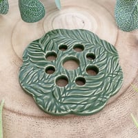 Image 3 of Medium Green Embossed Ceramic Flower Arranging Frog