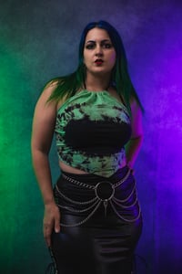 Image 6 of Upcyled Green Tie Dye Halter Crop Top