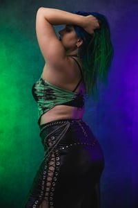 Image 2 of Upcyled Green Tie Dye Halter Crop Top