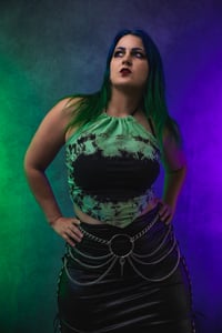Image 5 of Upcyled Green Tie Dye Halter Crop Top