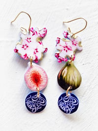 Image 1 of ‘sage green figs’ – wild fruits gold earring dangles