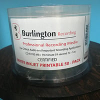 Image 1 of Burlington Recording 80 Min Pro CD-R CERTIFIED Inkjet Printable 1x-12x 50 PK