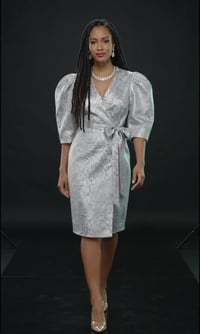 Jacquard Satin Wrapped Dress