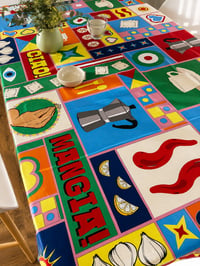 Image 1 of LARGE Ciao! Mangia! Auguri! Tablecloth