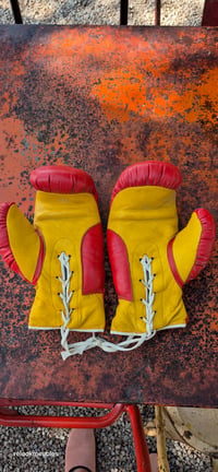 Image 3 of Paire de gants de boxe en cuir bicolore vintage