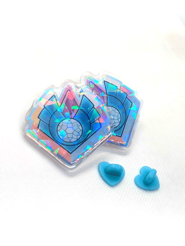 2" Inch Unity Crystals Glass Holographic Epoxy Pin