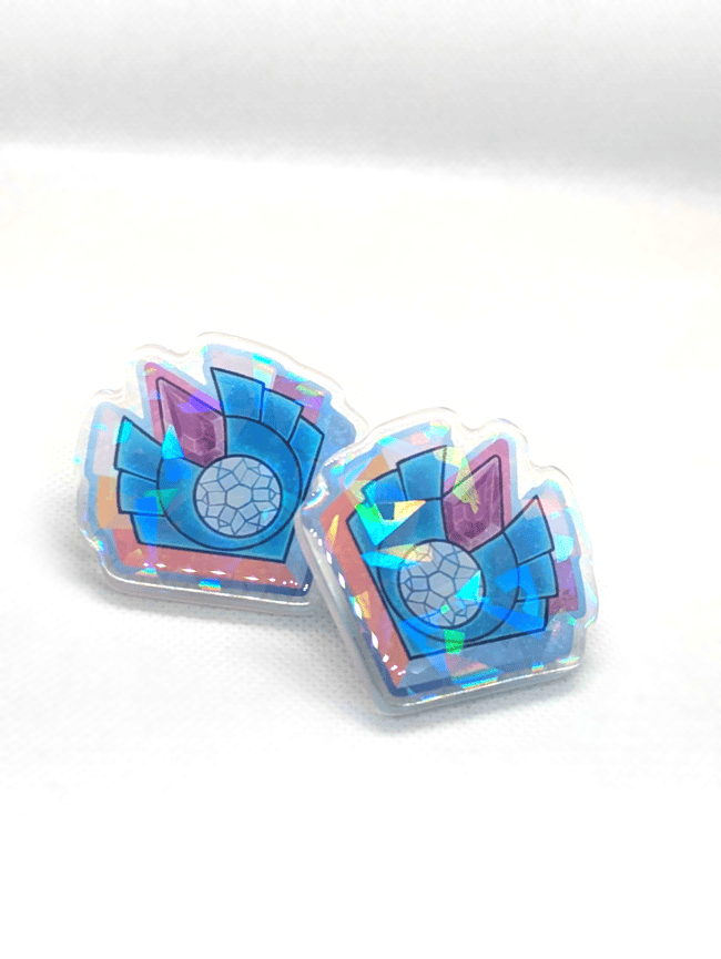 2" Inch Unity Crystals Glass Holographic Epoxy Pin
