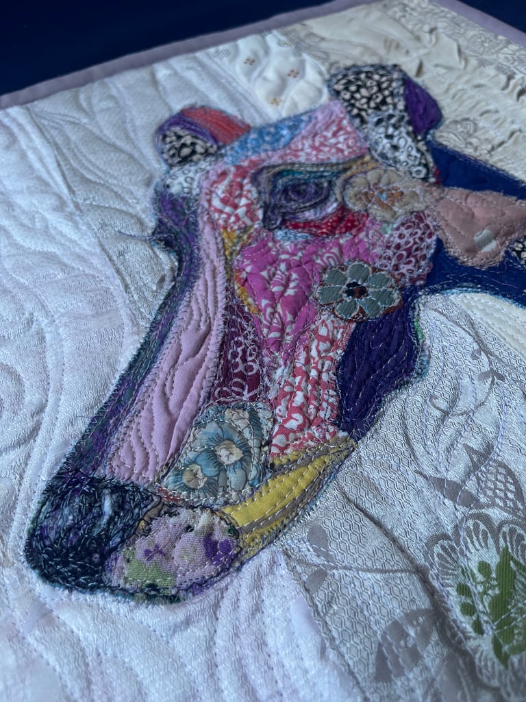 Fragility — Original Greyhound Textile Art Quilt, Elegant Pet Decor, 45x38cm Image 12