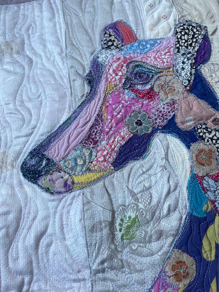Fragility — Original Greyhound Textile Art Quilt, Elegant Pet Decor, 45x38cm Image 13
