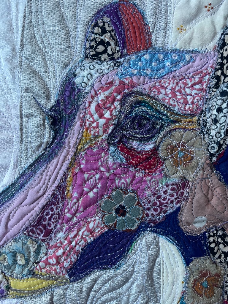 Fragility — Original Greyhound Textile Art Quilt, Elegant Pet Decor, 45x38cm Image 5
