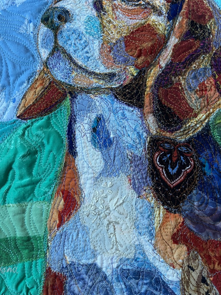 Peace — Original Beagle Art Quilt, Textile Dog Portrait, Pet Lover Wall Art, 45x36cm Image 12