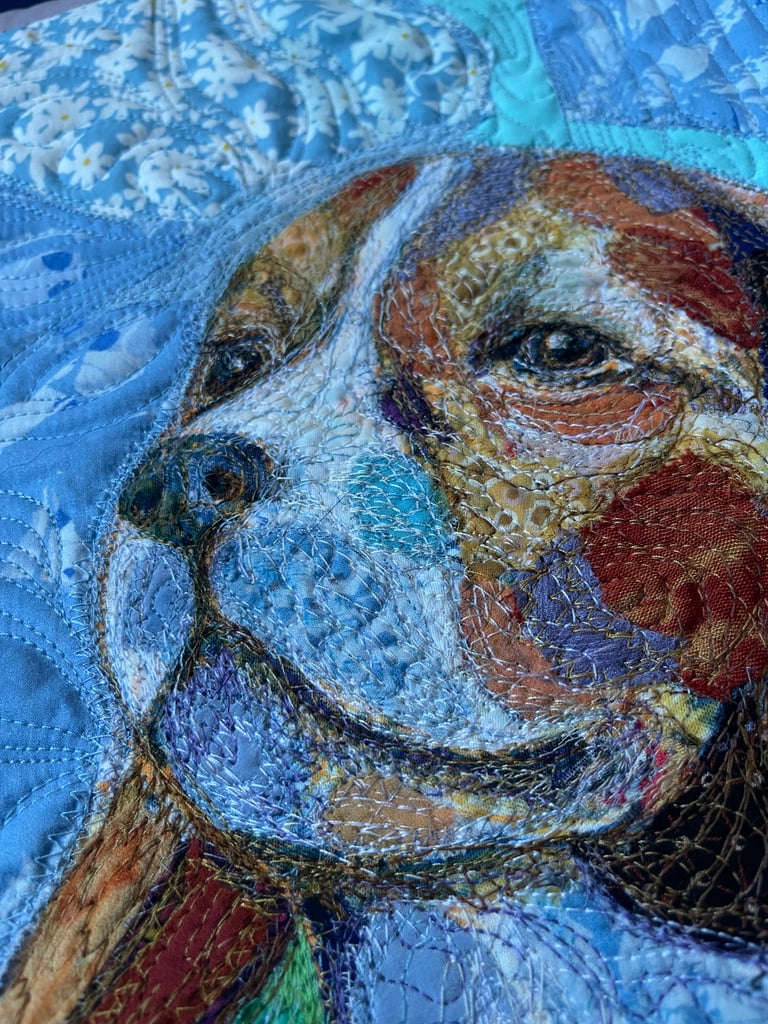 Peace — Original Beagle Art Quilt, Textile Dog Portrait, Pet Lover Wall Art, 45x36cm Image 14