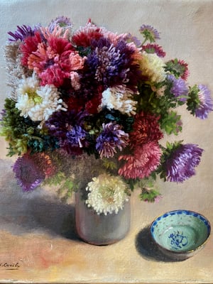 Image of altered perspective painting - mums