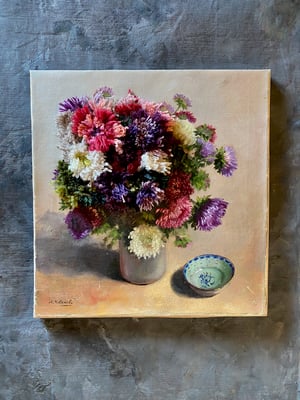 Image of altered perspective painting - mums