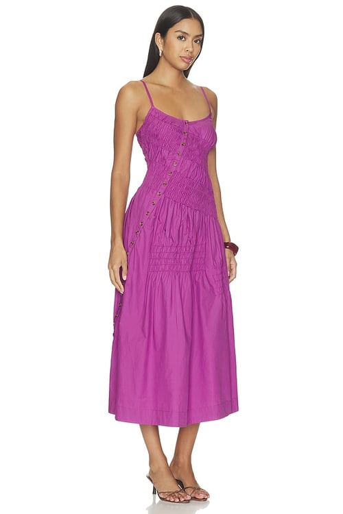 Image of 3-Vestido midi Lyra magenta