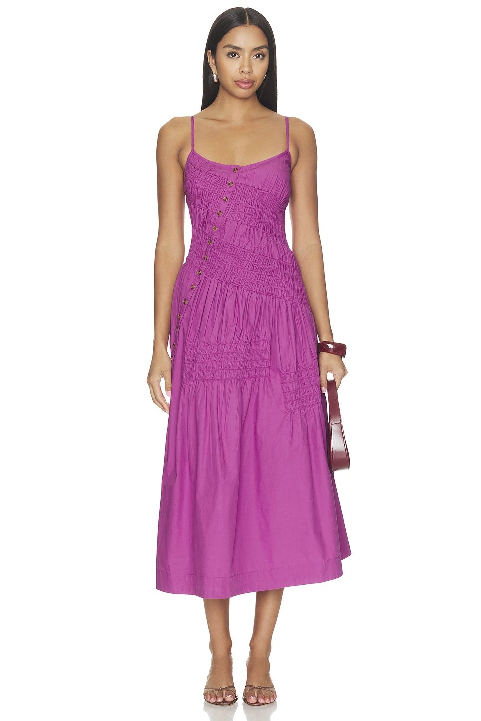 Image of 3-Vestido midi Lyra magenta