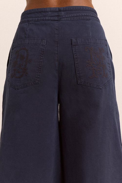 Image of 2-Pantalón Lotta Culotte Antiqued Navy