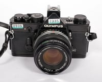 Image 2 of Olympus BLACK OM-1 35mm film SLR camera with 50mm F1.8 lens #2935 (NO METER)