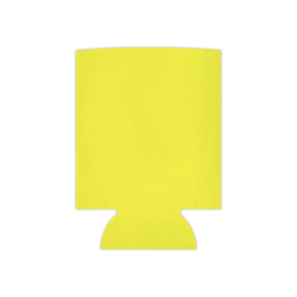 Image of boy beer can cooler | LARP neon yellow can cooler, text design