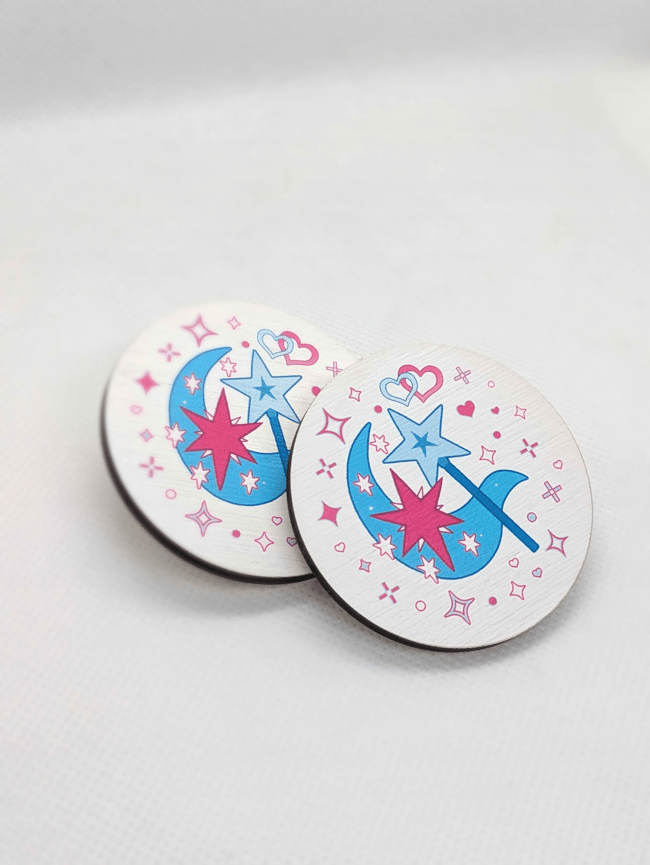 2" Unicorn Lovers Cutiemarks Wooden Pin (Twixie)