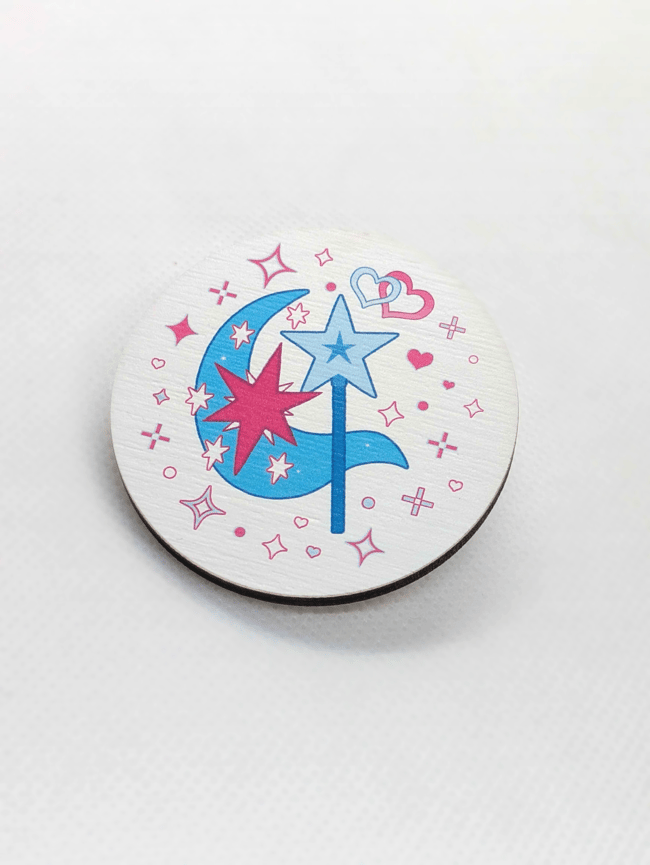 2" Unicorn Lovers Cutiemarks Wooden Pin (Twixie)