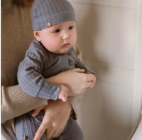 Image 1 of Organic Cotton Knit Set & Hat – Grey