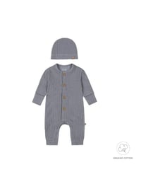 Image 2 of Organic Cotton Knit Set & Hat – Grey