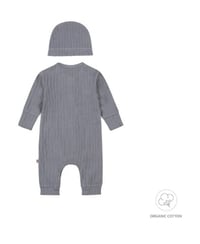 Image 3 of Organic Cotton Knit Set & Hat – Grey