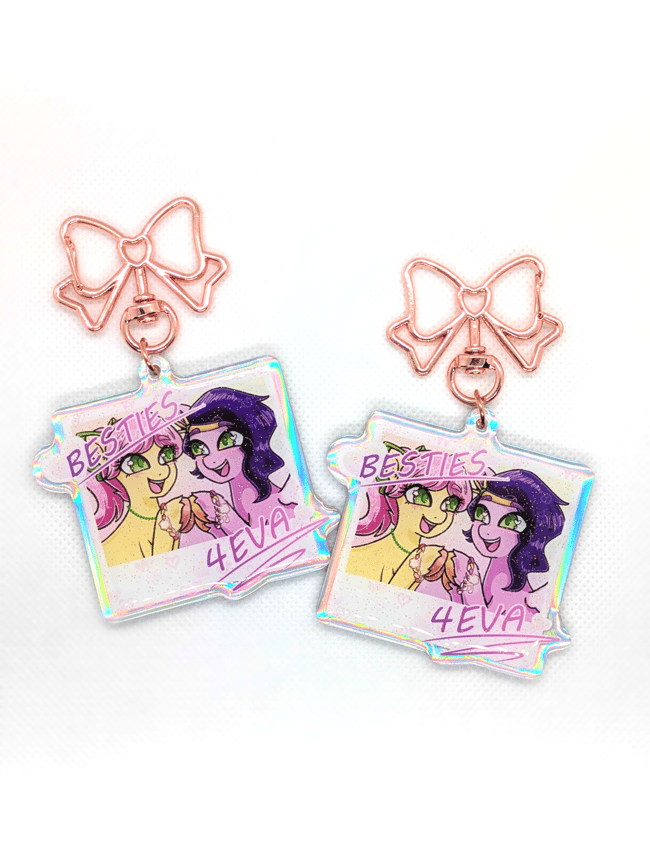 2'5" Besties 4Eva Glitter Holographic Epoxy Keychain