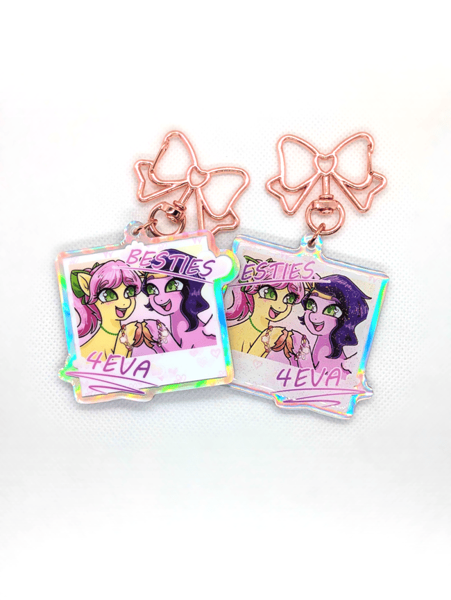 2'5" Besties 4Eva Glitter Holographic Epoxy Keychain